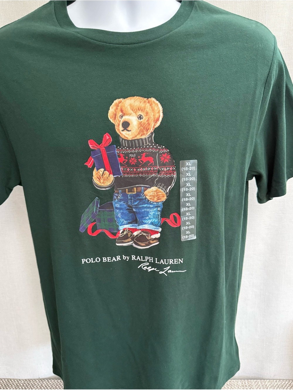 Boy's Polo Ralph Lauren Crew Neck Tee in Forest Green with Yellow Print